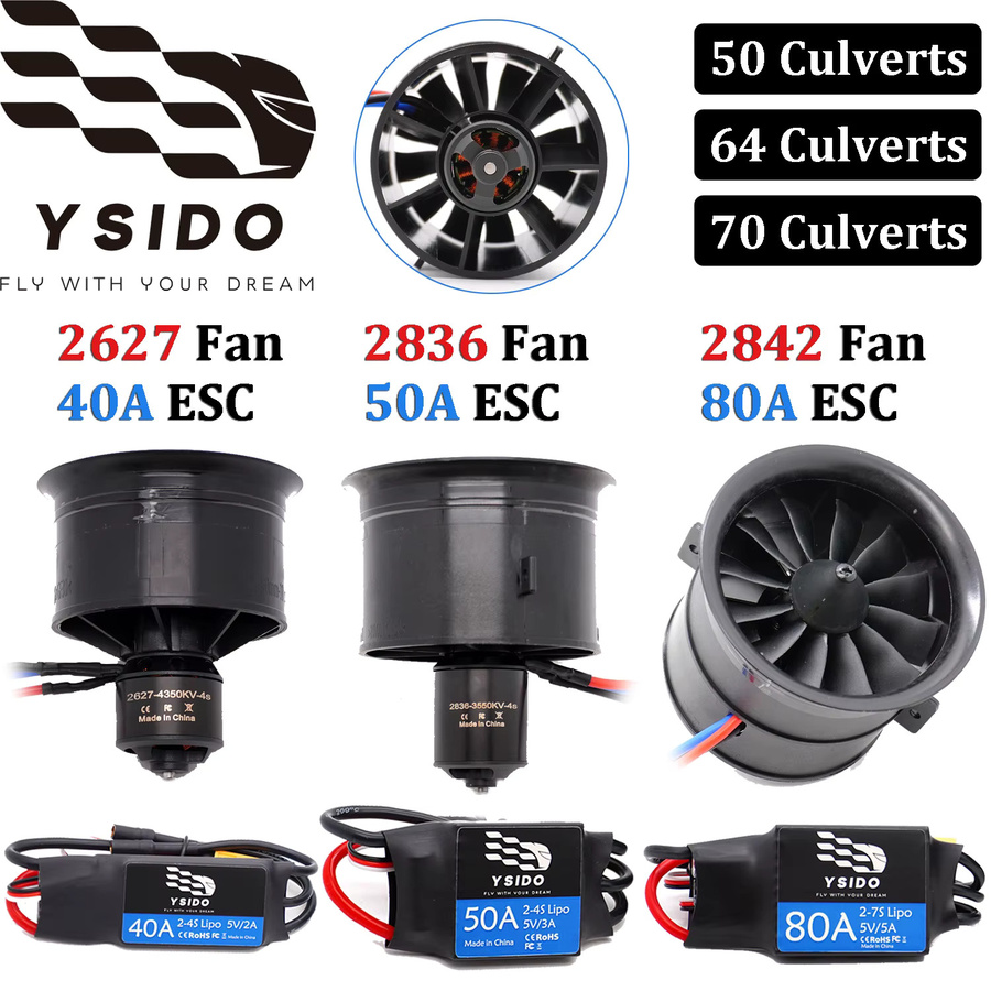 YSIDO EDF Impeller Bürstenloser Motor, Power Combo, für RC Jet Flugzeug - Bild 1