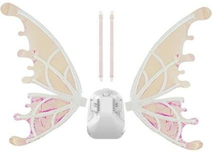 Vogue Wardrobe Elektrische leuchtende flatternde Schmetterlingsflügel, LED leuchtendes Engel Fee Kostüm mit Musik, Weiß - Bild 1