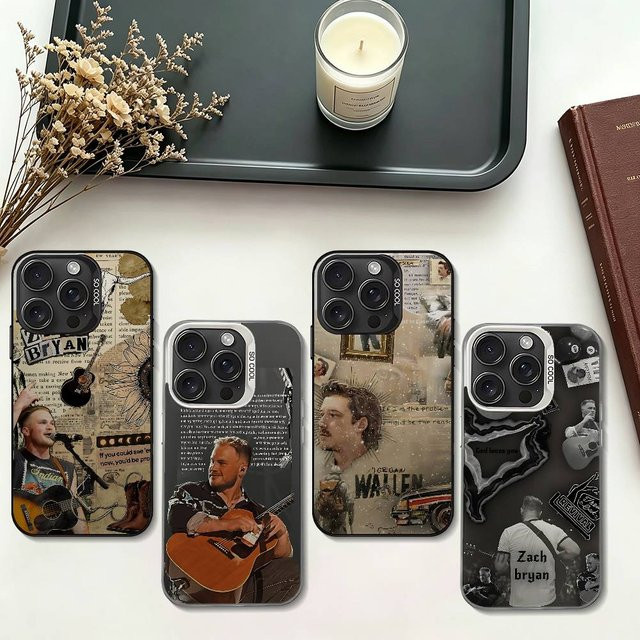 Singer Z-Zach B-Bryan Stoßfeste Hülle für iPhone 11 bis iPhone 17 Pro Max in Silber und Multicolour - Bild 1