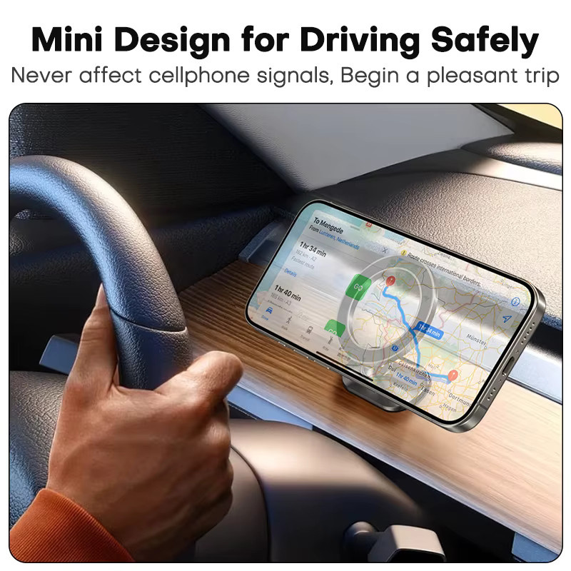 QOOVI Magnetischer Autotelefonhalter für Armaturenbrett in Grau, Mini-Handyständer mit MagSafe-Kompatibilität für iPhone, Xiaomi und Samsung - Bild 5