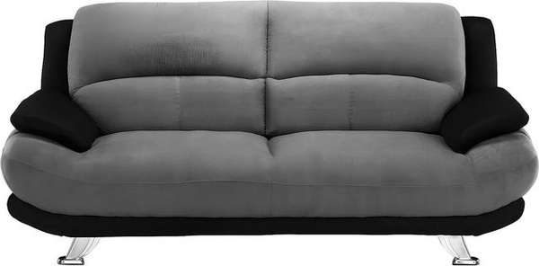 Vente-unique Sofa Musko ohne Schlafmöglichkeit in Schwarz-Grau mit Microfaser-Bezug, Breite: 200 cm