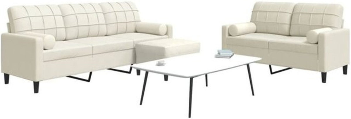 Vidaxl 3-tlg. Ecksofa aus Samt mit Kissen und Nackenrollen in Beige - Bild 1