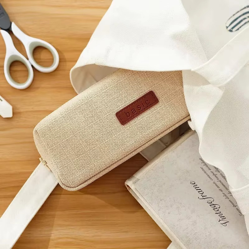 Stofftasche aus Leinwand als Schreibwaren-Organizer für Stifte, Kosmetik oder Münzen - Bild 2