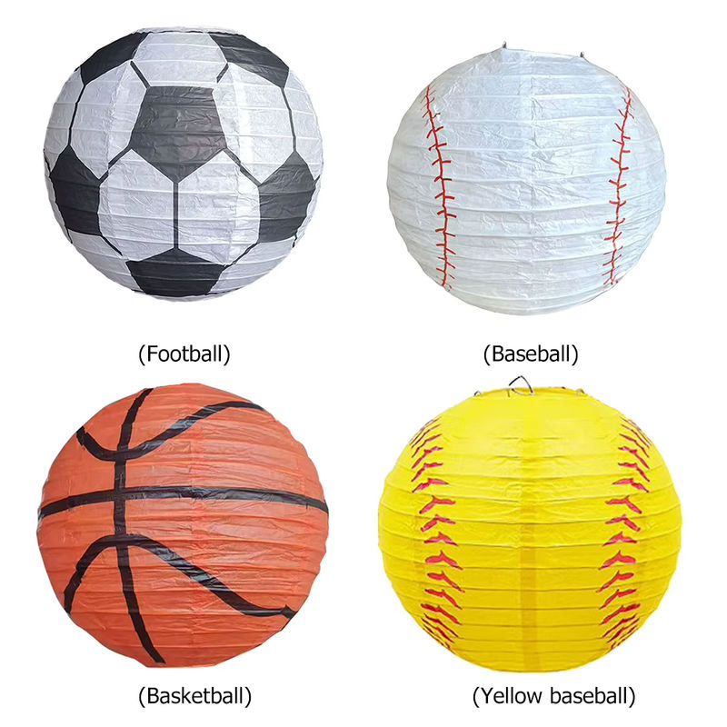 APWIKOGER Handgemachte Papier Laternen in Ballform für Sport-Themen wie Baseball, Basketball oder Fußball, Durchmesser: 20 cm, Schwarz - Bild 3