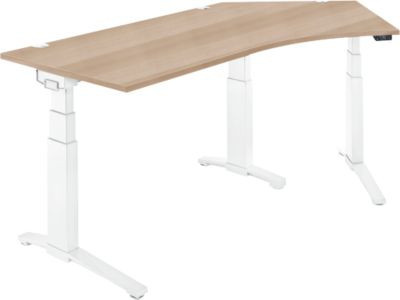 Schäfer Shop Genius Schreibtisch ERGOSTYLE S, elektrisch höhenverstellbarer Eckschreibtisch mit 135 Grad Winkel, C-Fuß, Eiche/weiß, B: 216,5 cm, T: 80 cm, H: 64,5-130,5 cm - Bild 1