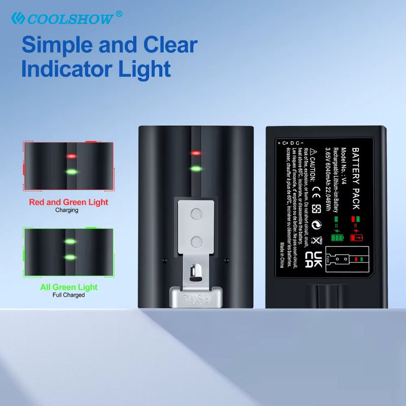 COOLSHOW Wiederaufladbare Li-Ion Batterie für Ring Video Türklingel 2 3 4/3 Plus und Spotlight Cam Solar Flutlicht Video, 6040mAh, Schwarz - Bild 4