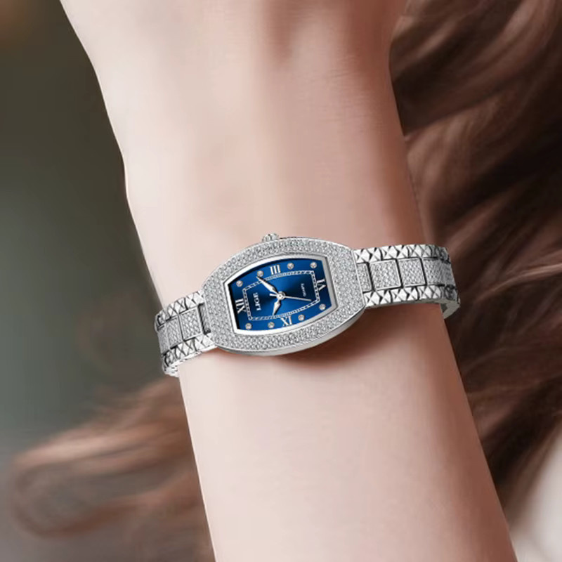 LIGE Armbanduhr, Diamantbesetzt, Edelstahl, Blau, Damen - Bild 4