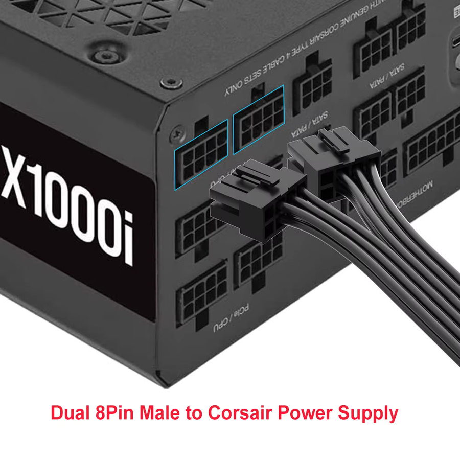 Corsair Premium PCIe 5.0 Gen 5 12V HPWR-Netzteilkabel in Schwarz für Typ-4-Netzteile mit Dual 8-Pin PCIe auf 12+4-Pin Anschluss - Bild 3