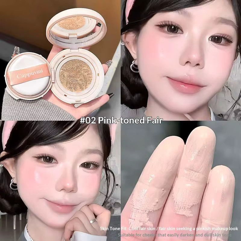Cappuvini Air Cushion BB Cream Foundation, #02 Pink-toned Fair, Glänzend - Bild 2