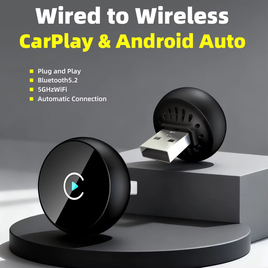 EKIY 2-in-1 Wireless CarPlay Dongle und Android Auto Adapter, kabellose KI-Box in Schwarz - Bild 2