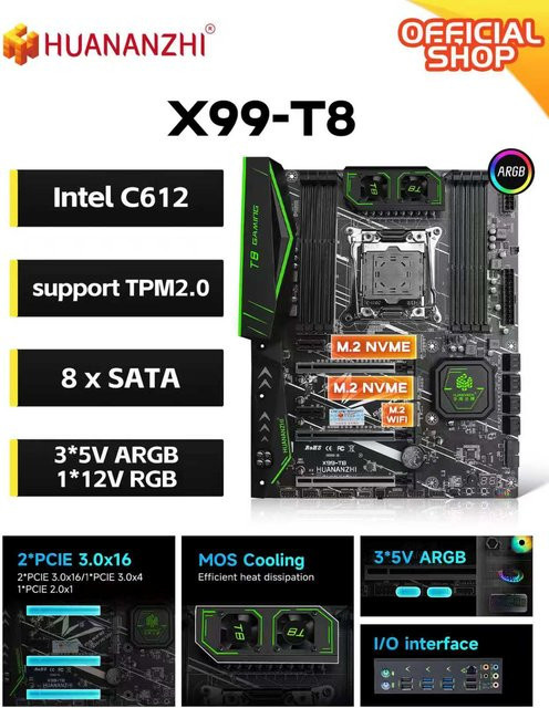 HUANANZHI X99-T8 Motherboard LGA 2011-3 ATX DDR3 ARGB Schwarz - Bild 1