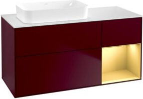 V&B Waschtischunterschrank Finion mit Wandbeleuchtung in Peony Matt und Reg Gold matt, B: 120 cm, T: 60 cm - Bild 1