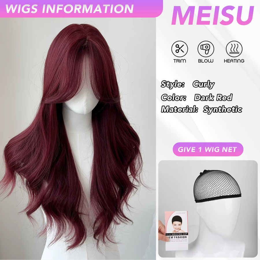 MEISU Perücke, dunkelrot, lockig, 66 cm - Bild 2