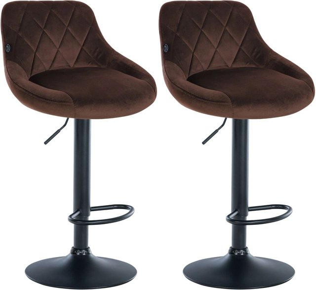 DELUKE 2er Set Barhocker FALON aus Samt in Braun mit Lehne, drehbar, B/T/H: 46 x 49 x 83 cm - Bild 1