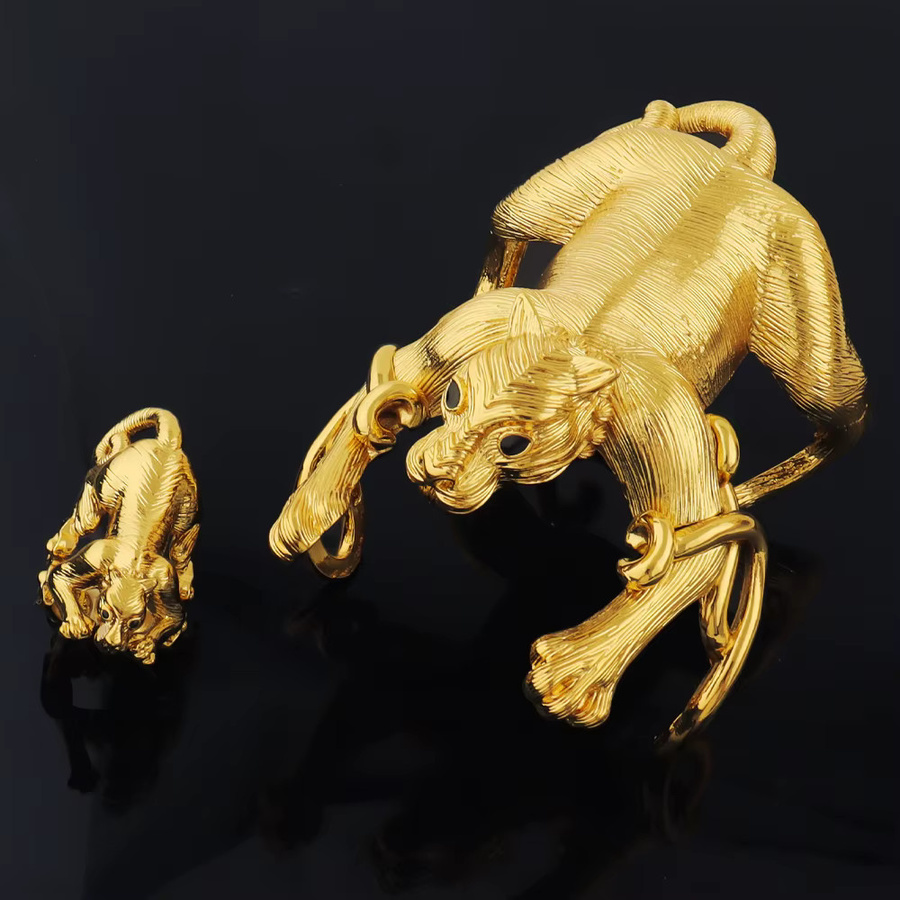 YM Schmuckset, Manschettenarmreif und Cocktail-Ring, goldfarben, Damen - Bild 2