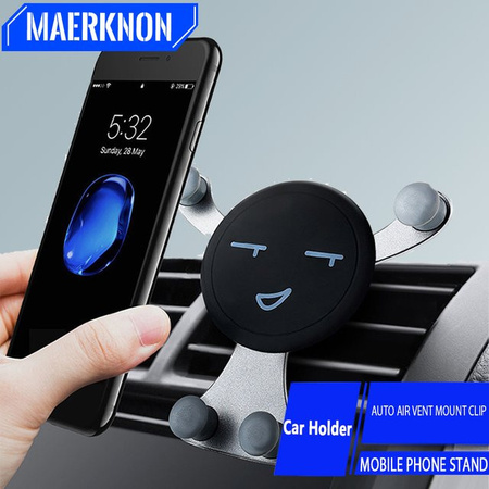 Maerknon Smartphone Auto Halterung mit Schwerkraftsensor für Lüftungsschlitze, Schwarz, kompatibel mit iPhone, Samsung, Xiaomi und Huawei