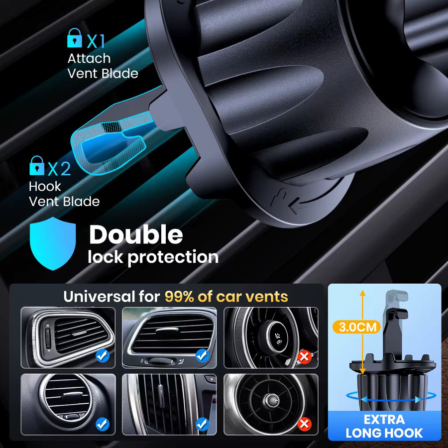 TOPK Magnetische Autotelefonhalterung mit 6 N52 Magneten, 360 Grad Rotation und Belüftungshalterung, Schwarz, Universal für iPhone und alle Mobiltelefone - Bild 2