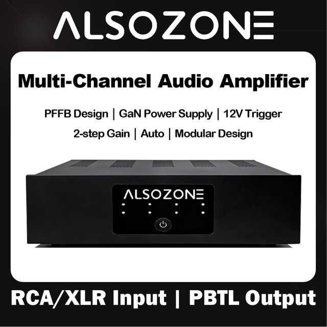 3eAudio PAM252 Mehrkanaliger Leistungsverstärker 8-Kanal 250W pro Kanal TPA3255 PBTL GaN & PFFB THD 0,0003% bei 8Ω Schwarz - Bild 1