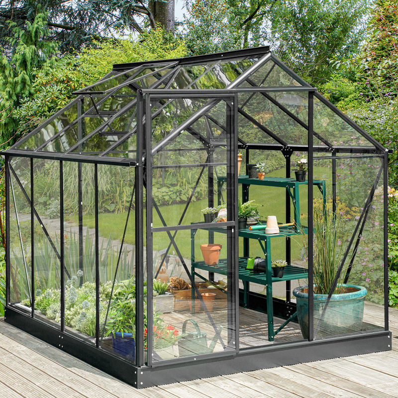 Vitavia Gewächshaus Triton 5000 Schwarz 5 m² mit Stahlfundamentrahmen und ESG-Sicherheitsglas - Bild 4