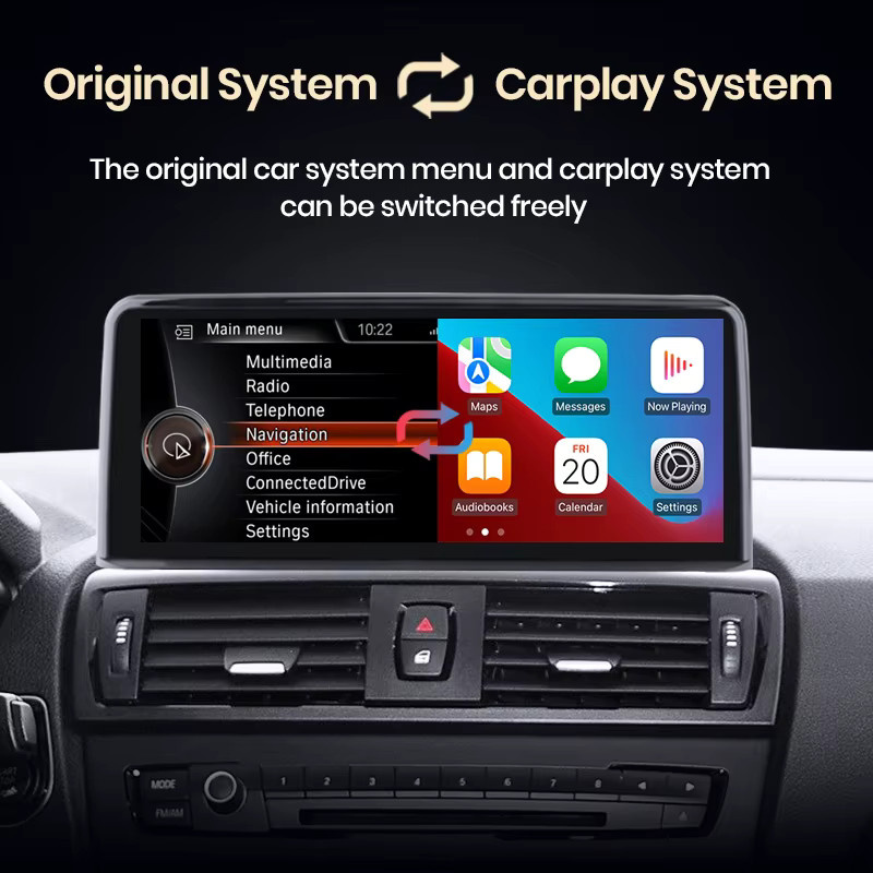 Junsun Wireless Carplay und Android Auto Multimedia-Player mit Linux-System und GPS für BMW 1er 2er Serie F20 F21 F22 F23 sowie 3er 4er Serie F30 F31 F34 F32 F33 F36 NBT EVO System in Schwarz - Bild 3