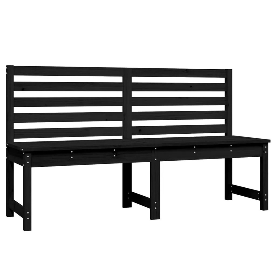 vidaXL Gartenbank aus massivem Kiefernholz in Schwarz, rustikal, B/T/H: 157,5 x 45 x 91,5 cm - Bild 2