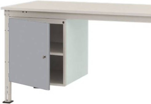 Manuflex ZB4966.9006 Gehäuse-Unterbau Universal Stationär in Silber und Grau mit einer abschließbaren Tür rechts angeschlagen für Tischtiefe 1000 mm, Nutzhöhe: 500 mm - Bild 1