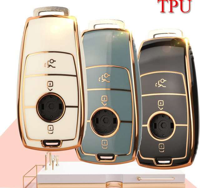 Jingyuqin TPU Auto-Schlüsselhülle für Mercedes Benz AMG MAYBACH C-Klasse E-Klasse GLC300L E300l/E260/E350 A200 in Weiß - Bild 1