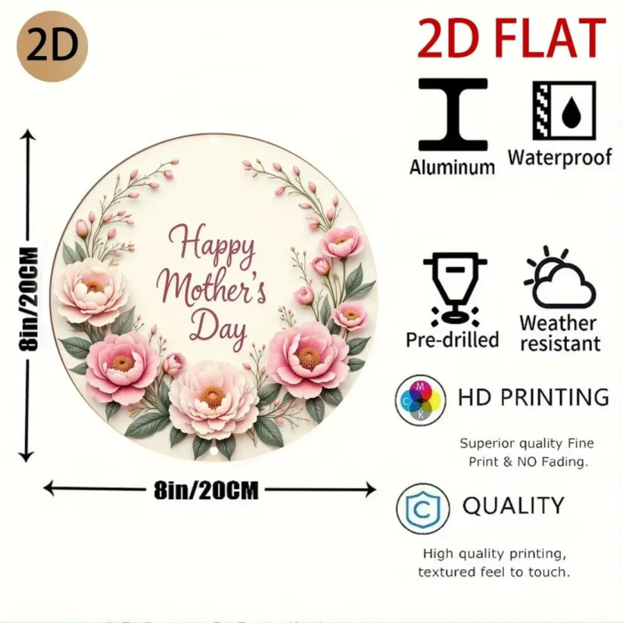 Runde Blumen-Plakette von CIFBUY mit pinkfarbenem Pfingstrosen-Design, metallene Wanddekoration mit 3D-Effekt, Durchmesser: 20 cm - Bild 3