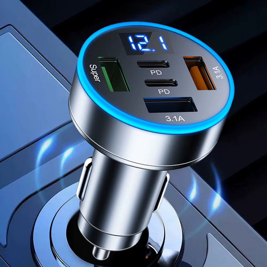 Kebidumei Auto Ladegerät mit 250W Schnellladefunktion, 3 USB und 2 PD USB-C Anschlüssen, Farbe: Silber - Bild 2