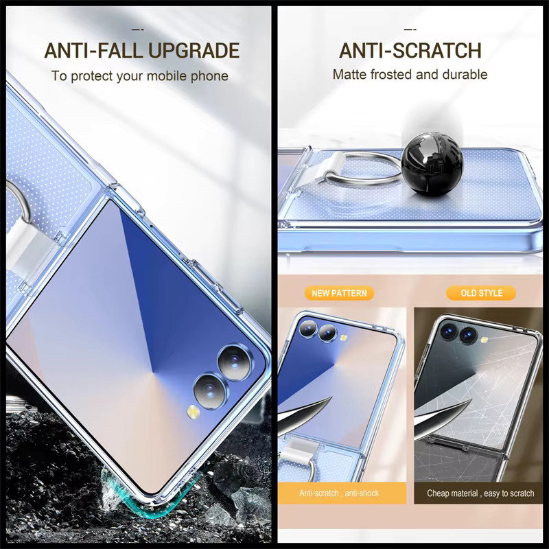 Stoßfeste Schutzhülle mit Griffring und Fingerschlaufe für Samsung Galaxy Z Flip 7 6 5 4 3 in Schwarz Matt - Bild 4