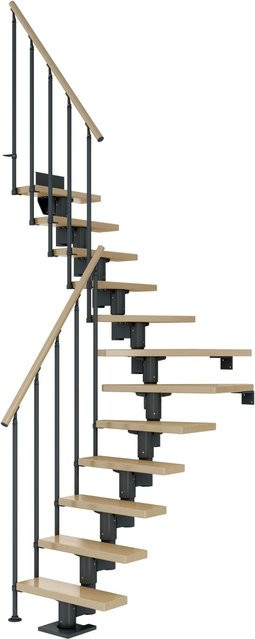 Dolle Mittelholmtreppe Dublin 1/4 gewendelt in Ahorn und Anthrazit bis 292 cm Breite: 75 cm - Bild 1