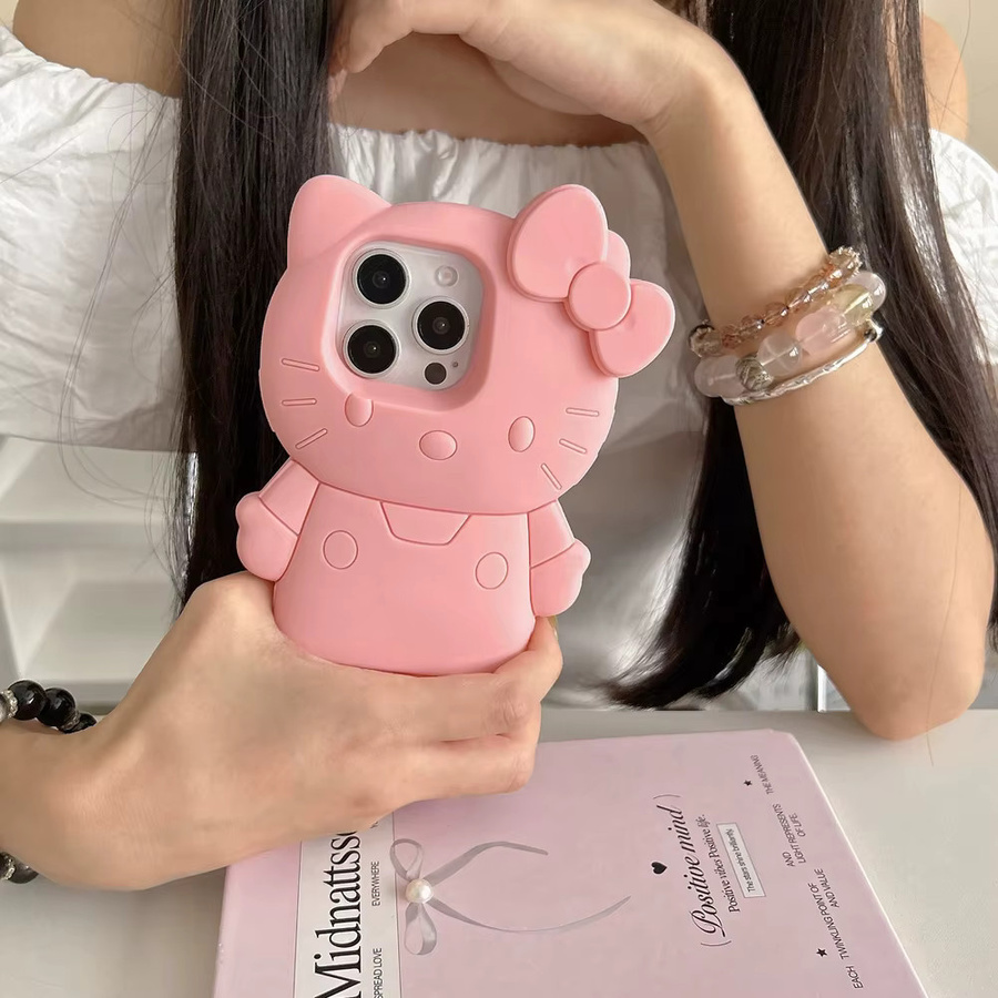 Sanrio Hello Kitty Handyhülle aus weichem Silikon mit 3D-Design für iPhone 17 16 15 14 13 12 Pro Max - Bild 3