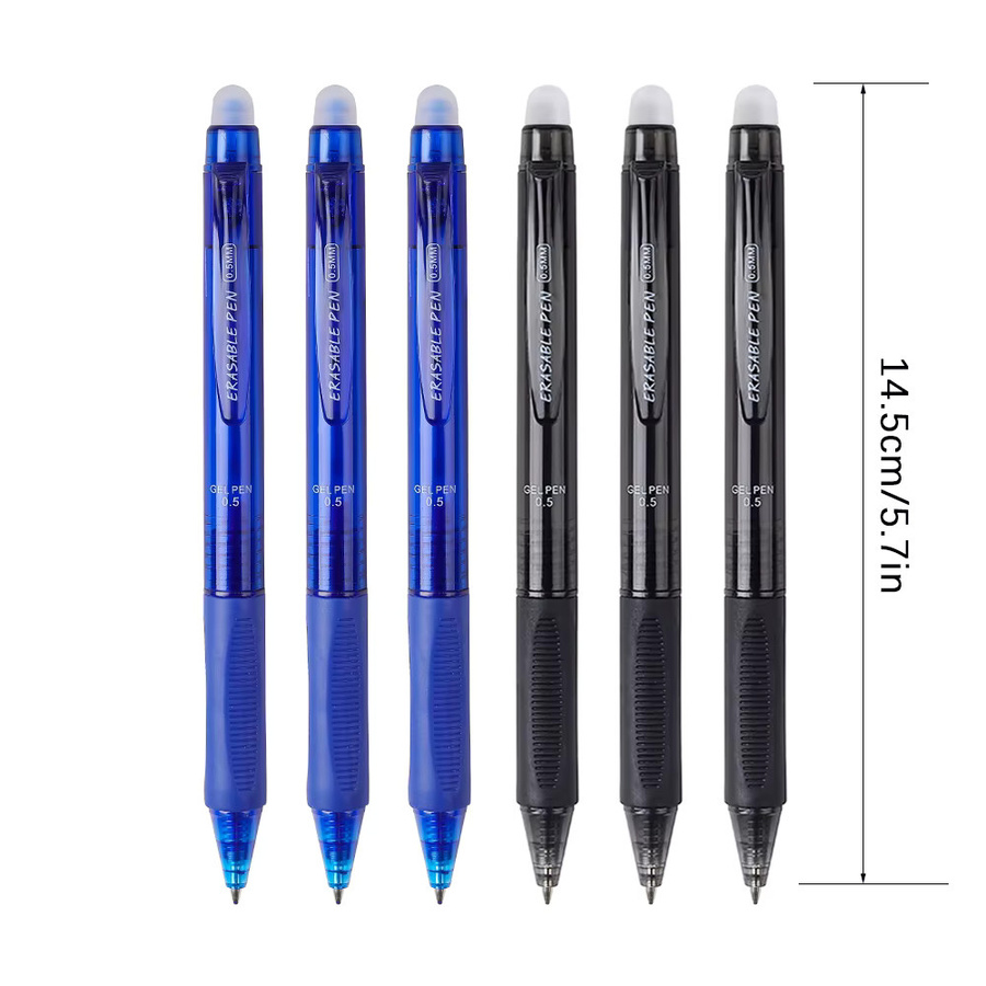 JOMPENS 11-teiliges Set professionelle radierbare Gelstifte in Schwarz mit 0,5 mm Stiftstärke inklusive Gummikappen und 10 Stiftminen - Bild 4