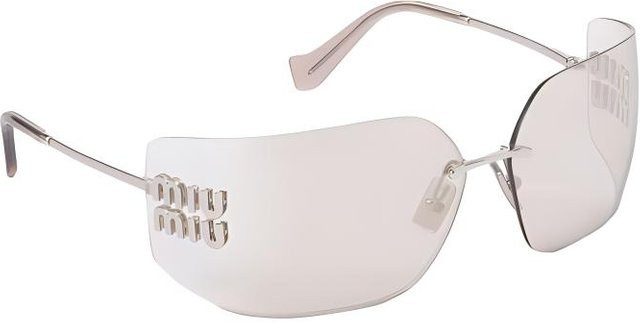 Miu Miu SMU54Y Sonnenbrille, randlos, unregelmäßige Form, Damen, grau, Metall - Bild 1