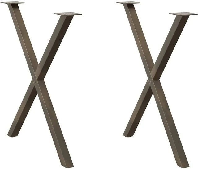 vidaXL Esstischbeine X-Form aus Stahl in Naturstahl, 2 Stück, Höhe: 73 cm, Breite: 70 cm - Bild 1