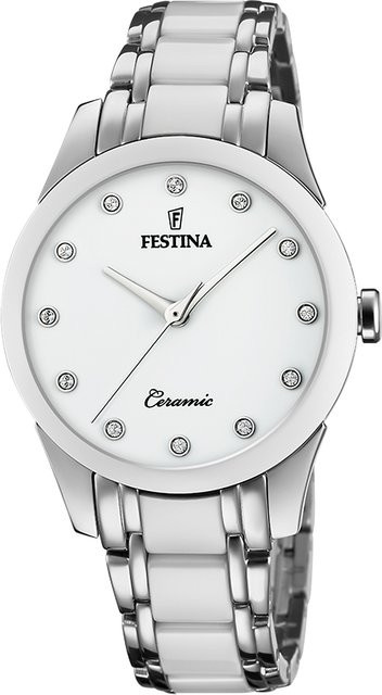 Festina Armbanduhr, Quarz, Edelstahl, 35 mm, Damen, Weiß, 5 ATM - Bild 1