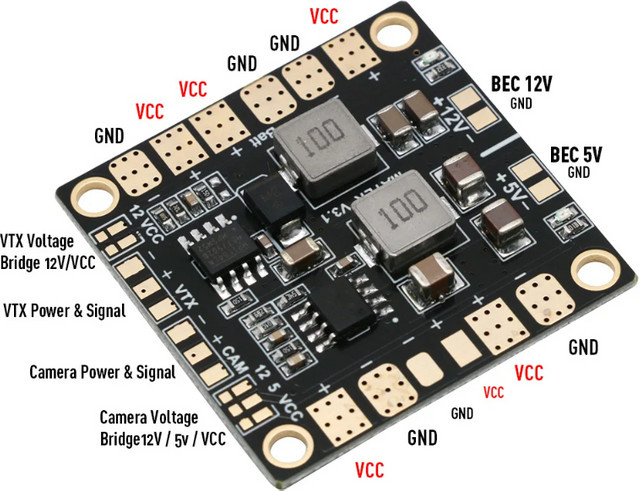 Matek Mini Power Hub PDB mit 5 V und 12 V BEC in Schwarz für FPV Multicopter wie Qav250 und Zmr220 - Bild 1