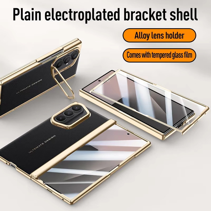 DO AS YOU WISH Luxus PU Leder Schutzhülle mit Objektivschutz und Standfunktion für Samsung Galaxy Z Fold 7 in Schwarz - Bild 2
