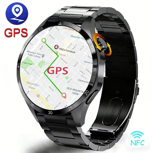 LIGE Smartwatch, Herren, Schwarz, GPS, NFC, Bluetooth, Silikon - Bild 1