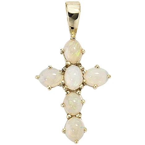 Colfem Anhänger Kreuz, 585 Gelbgold, Opale, Unisex - Bild 1