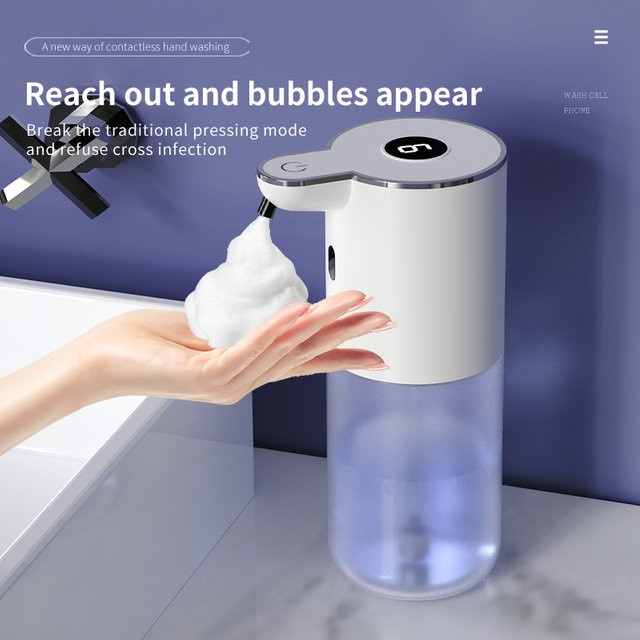DONASIRA Automatischer Seifenspender mit Smart-Sensor, Weiß, 400 ml, wasserdicht IPX5, 6-stufig verstellbar für Schaum oder Flüssigkeit, Wandmontage oder freistehend - Bild 1