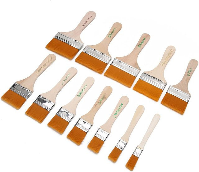 TOMTOP JMS 12er Set Malpinsel aus Holz und Nylon für Aquarell, Ölmalerei und Wandgestaltung in Beige und Multicolour - Bild 1