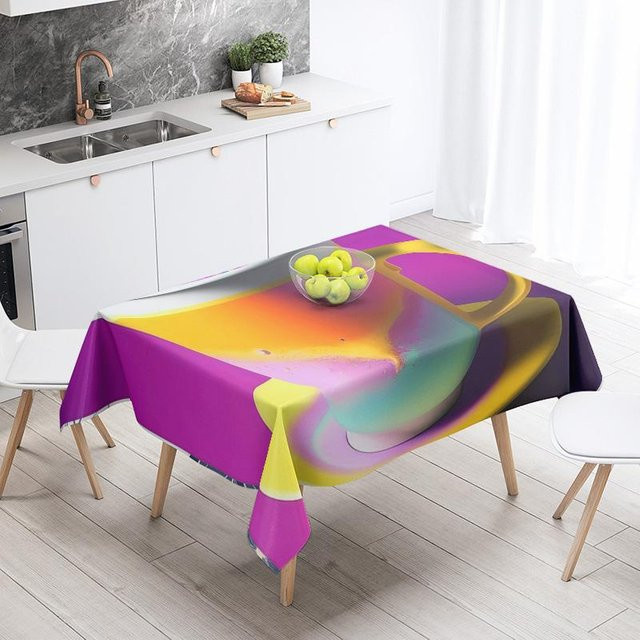 Wasserdichte und ölabweisende Tischdecke von JINGYUE Pet im nordischen Stil mit abstraktem Grafikdesign, Mehrfarbig, B x T: 100 x 145 cm - Bild 1