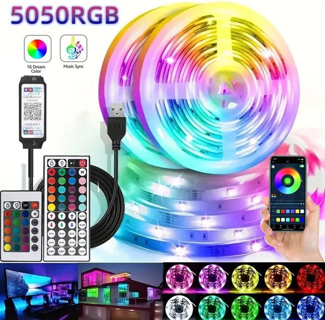 Saimili Smart RGB LED Gaming Licht Streifen mit Musik-Sync und Fernbedienung, USB Multicolor Hintergrundbeleuchtung für TV und Gaming Zimmer - Bild 1