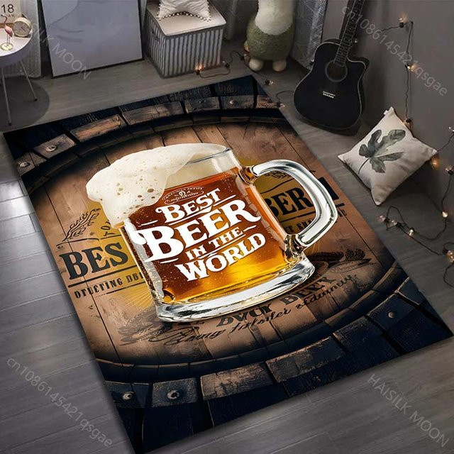 UQIDEHOME Bierbrauen Malerei Teppich, rutschfeste und waschbare Bodenmatte für Wohnzimmer und Schlafzimmer, B/T: 60 x 40 cm, Mehrfarbig - Bild 1
