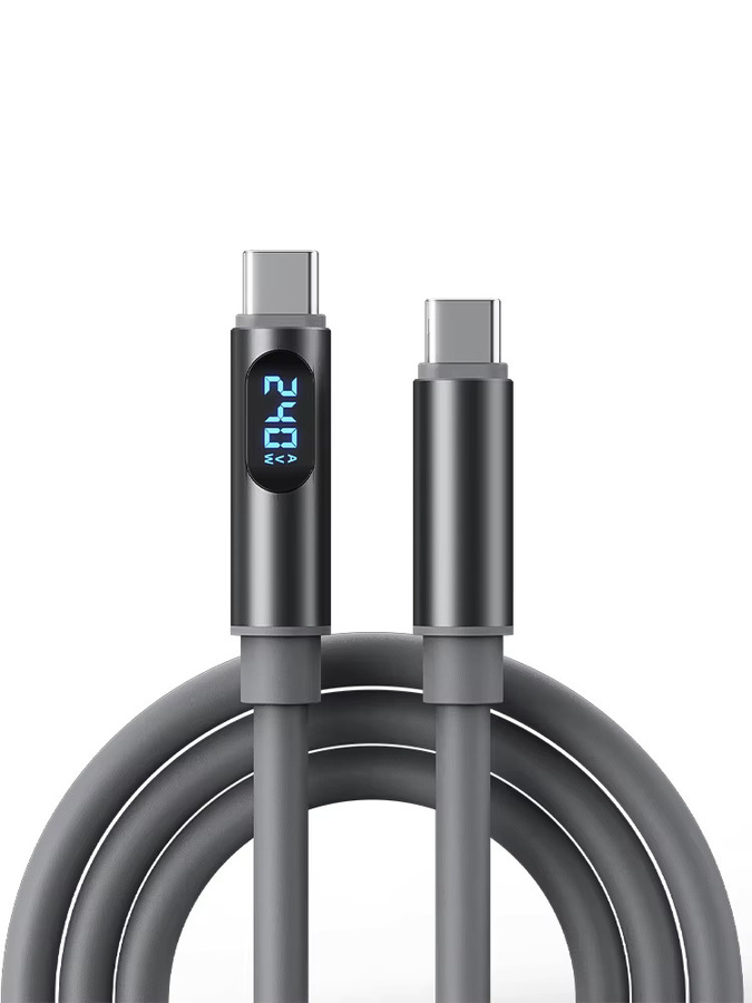 NNBILI USB-C auf USB-C Schnellladekabel mit Digitalanzeige, 240 W, Grau - Bild 5