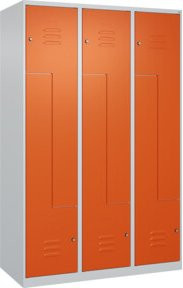 C+P Z-Spind Classic PLUS Spind mit 6 Fächern, grau und orange, B/H/T: 120 x 185 x 50 cm, mit Zylinderschloss und Soft-Close-Türen - Bild 1