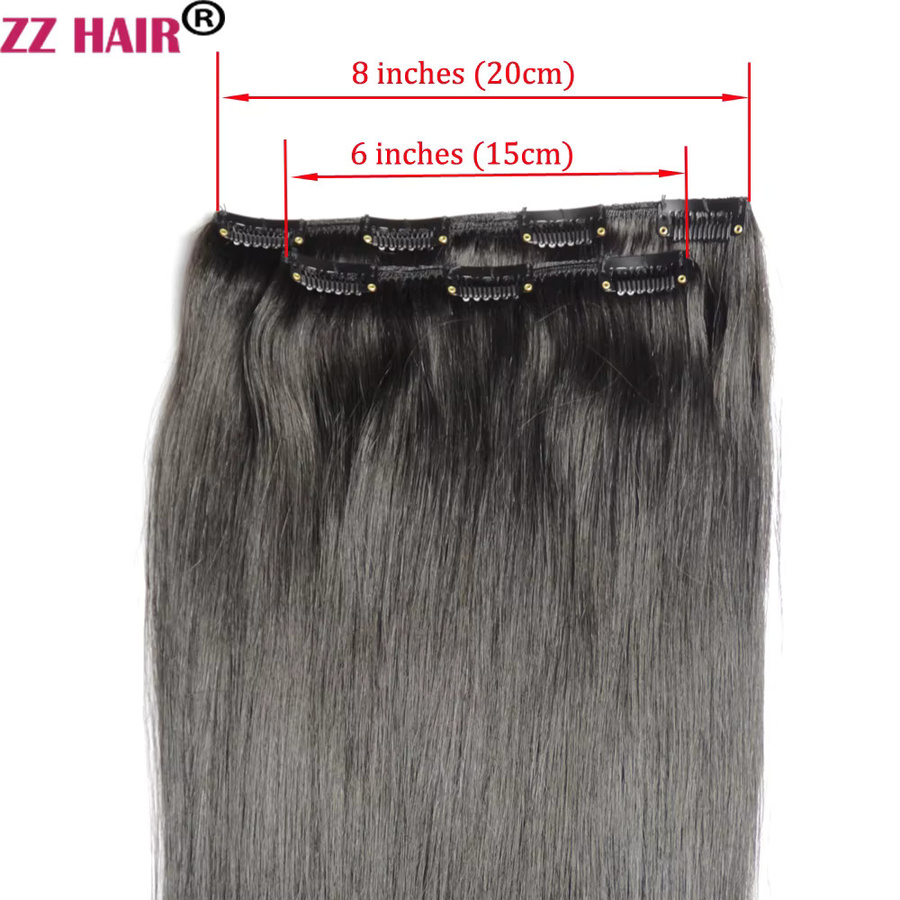 Zzhair Haarverlängerungen Remy Haar Clips-in Set, 140g, gerade - Bild 3