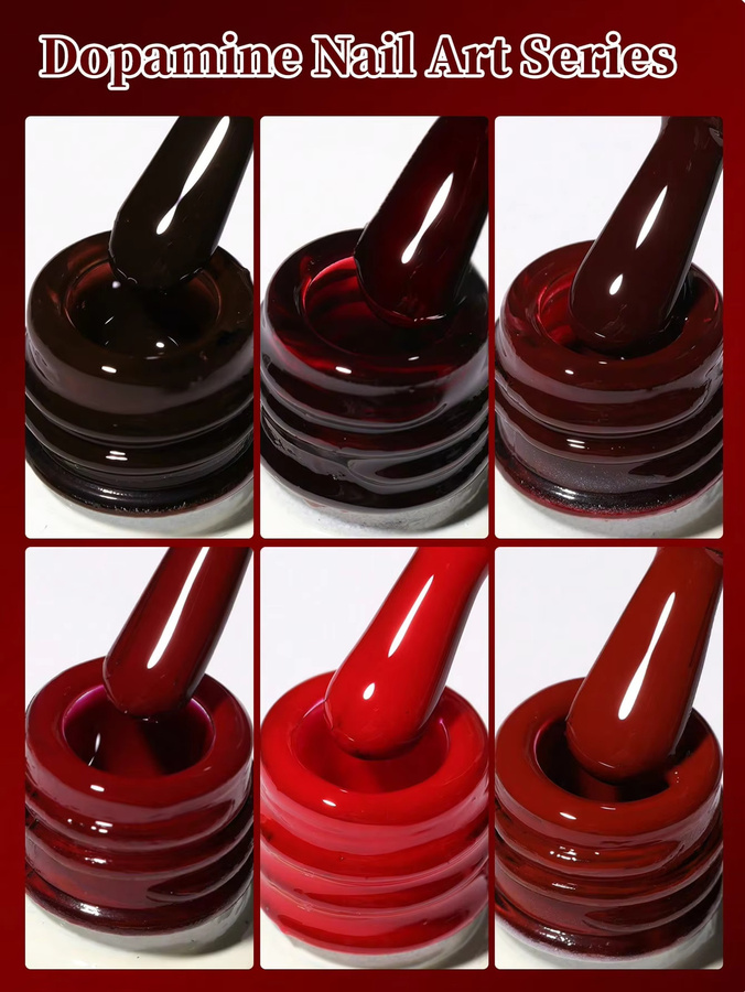 XEIJAYI Gel-Nagellack-Set, 6-teilig, Rot, Glänzend, 15 ml pro Stück - Bild 4