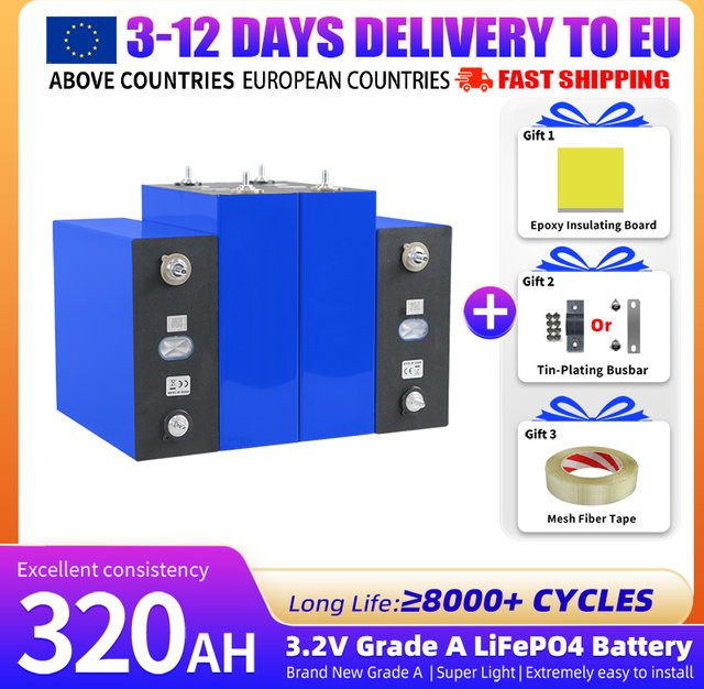 LiFePO4 Akku 3,2V 320Ah Klasse A Lithium-Eisenphosphat Akku-Zelle für DIY Heimenergiespeicher und Netzunabhängige Systeme - Bild 1
